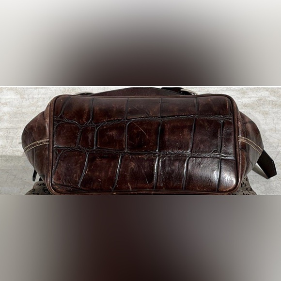 VTG Dooney & Bourke Leather Croc Embossed Espresso Brown Shoulder Bag - Picture 6 of 6
